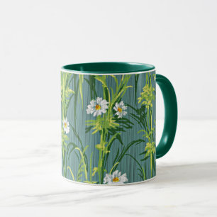 Mug Motif marguerite, motif vert,