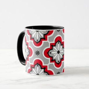 Mug Motif marocain en tuiles - Gris et Rouge