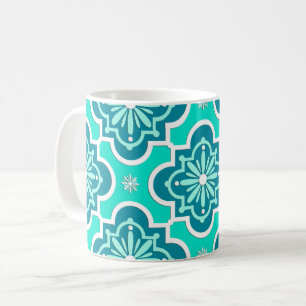 Mug Motif marocain en tuiles - Turquoise et Turquoise