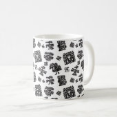 Mug Motif maya sans couture. Elem noir et blanc (Devant droit)