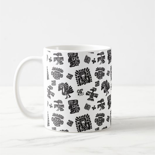 Mug Motif maya sans couture. Elem noir et blanc (Gauche)
