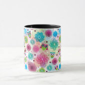 Mug Motif mignon d'arrière - plan de hibou de fleur (Centre)