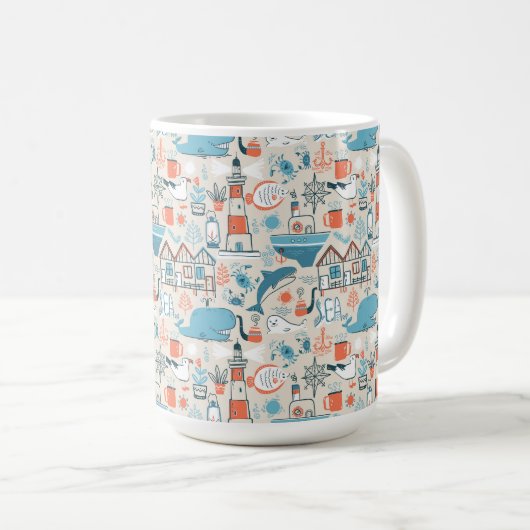 Mug Motif mignon de griffonnage de la Mer du Nord (Devant droit)
