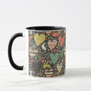 Mug Motif mignon de lapins d'amour avec des coeurs