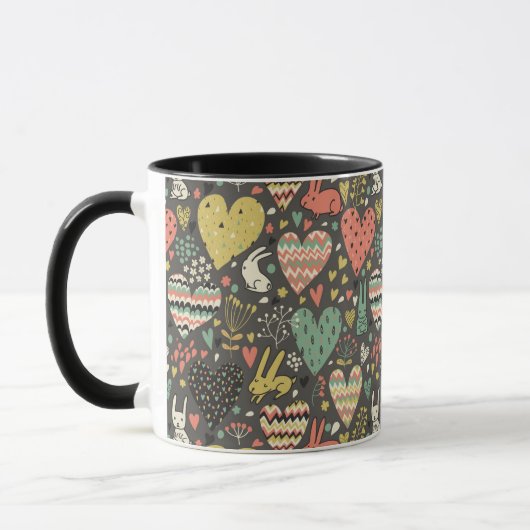 Mug Motif mignon de lapins d'amour avec des coeurs (Gauche)