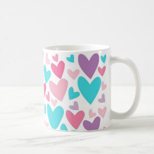 Mug Motif mignon rose violet et de Coeurs bleus