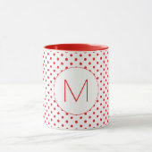 Mug Motif moderne à pois rouges Monogramme initial mig (Centre)