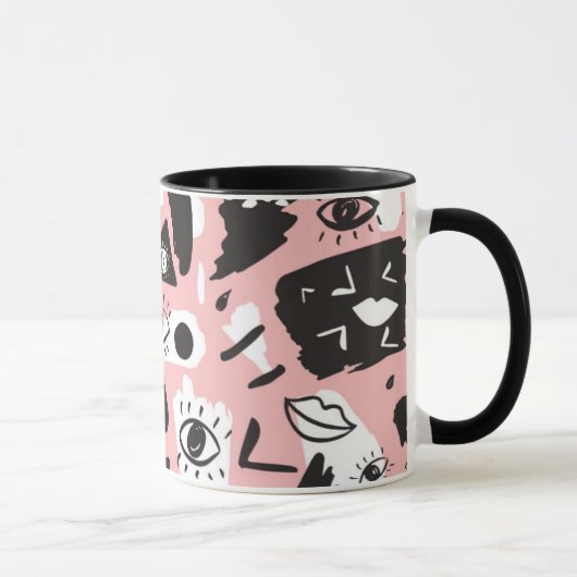 Mug Motif moderne abstrait d'oeil et de lèvres (Droite)