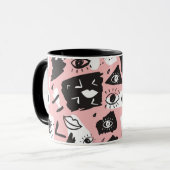 Mug Motif moderne abstrait d'oeil et de lèvres (Devant gauche)