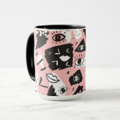 Mug Motif moderne abstrait d'oeil et de lèvres (Devant gauche)