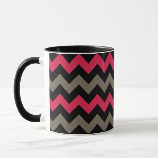 Mug Motif moderne Black Grey Red Chevron (Gauche)