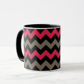 Mug Motif moderne Black Grey Red Chevron (Devant gauche)
