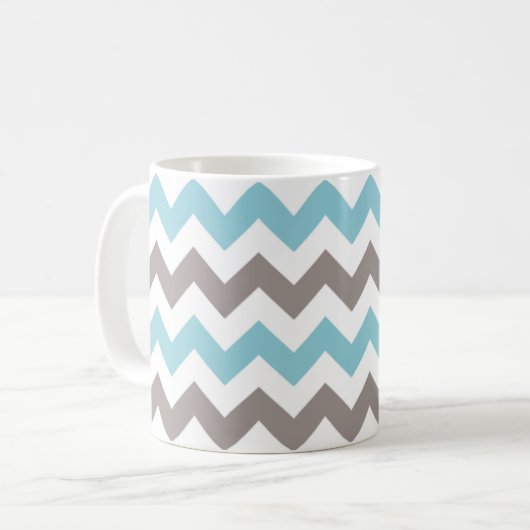 Mug Motif moderne Blue Grey Chevron (Devant gauche)