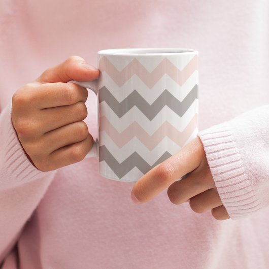 Mug Motif moderne Blush rose Grey Chevron