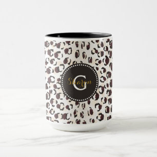 Mug Motif moderne chic brun cheetah imprimé monogramme