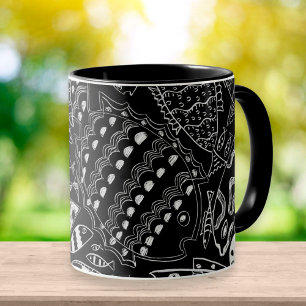 Mug Motif moderne de poisson noir et blanc