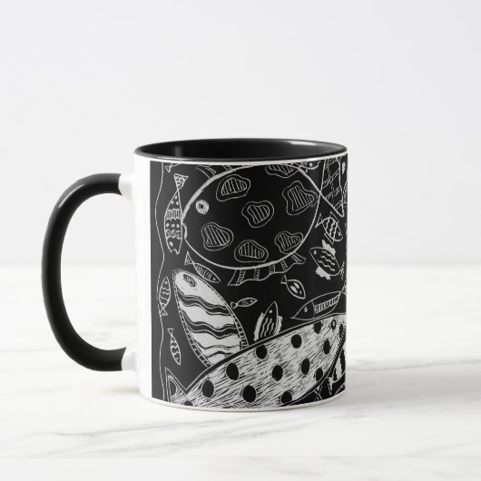 Mug Motif moderne de poisson noir et blanc (Gauche)