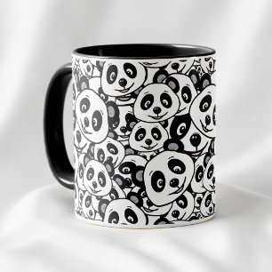 Mug Motif moderne d'ours panda mignon en noir et blanc