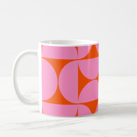 Mug Motif Moderne Du Milieu Du Siècle Préppant Rose Et (Gauche)