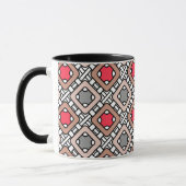 Mug motif moderne géométrique art déco gris rouge, bei (Gauche)