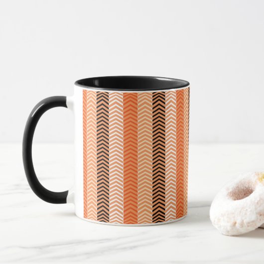 Mug Motif moderne orange varié Chevron Stripes (Avec donut)