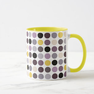 Mug Motif monogramme à pois jaune violet moderne
