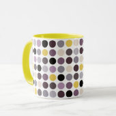 Mug Motif monogramme à pois jaune violet moderne (Devant gauche)