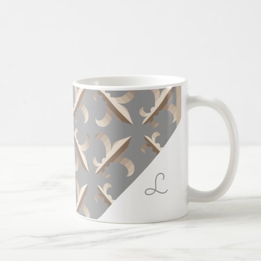 Mug Motif monogramme fleur de lis rayé (Droite)