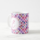 Mug Motif monogramme fleurs points aquarelle (Devant gauche)