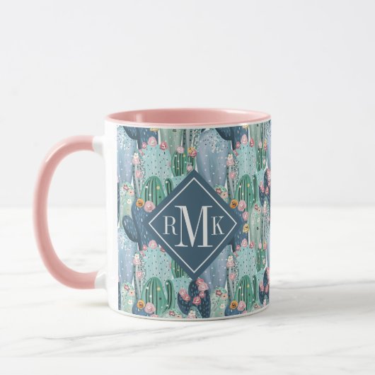 Mug Motif mou de cactus du monogramme | Patel (Gauche)
