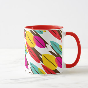 Mug Motif multicolore abstrait de feuille rétro