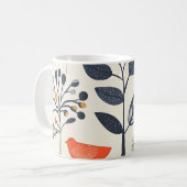 Mug 🌿 Motif Nature Scandinave avec Oiseau 🐦 (Devant gauche)