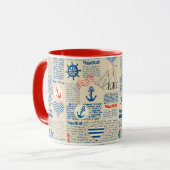 Mug Motif nautique de journal (Devant gauche)