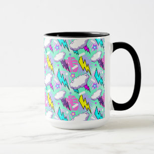Mug Motif Neon Lightning Bolts & Stars