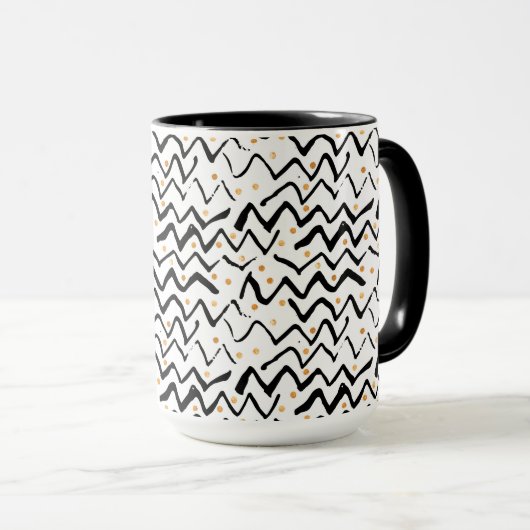 Mug Motif noir de courses et de points de brosse (Devant droit)