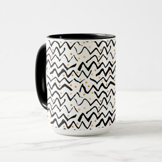 Mug Motif noir de courses et de points de brosse (Devant gauche)