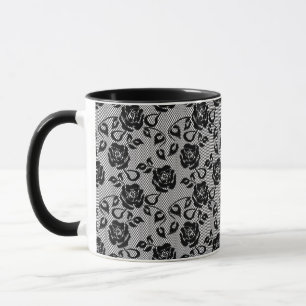 Mug Motif noir de dentelle sur l'arrière - plan blanc