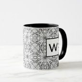 Mug Motif noir et blanc avec Monogramme (2 côtés) (Devant droit)
