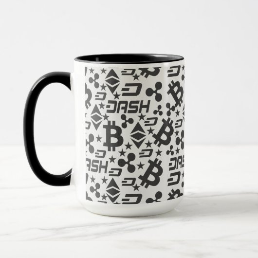Mug Motif noir et blanc de crypto-monnaie (Gauche)