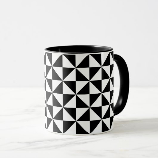Mug Motif noir et blanc de triangle (Devant droit)