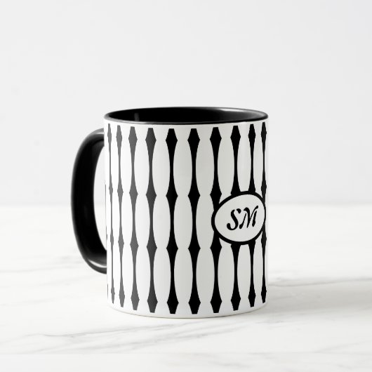 Mug Motif noir et blanc, vos initiales ou monogramme (Devant gauche)
