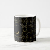 Mug motif noir et or avec monogramme personnalisé (Devant droit)