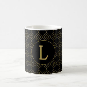 Mug motif noir et or avec monogramme personnalisé