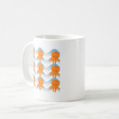 Mug Motif Octopus Orange Et Vagues Bleues (Devant gauche)