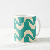 Mug Motif ondulé rétro sarcelle et crème (Devant droit)