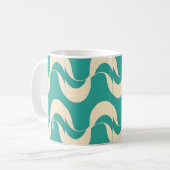 Mug Motif ondulé rétro sarcelle et crème (Devant gauche)