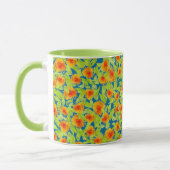 Mug Motif orange de soucis de pays chic sur le bleu (Gauche)