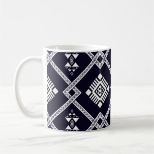 Mug Motif oriental géométrique cool noir et blanc