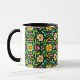 Mug Motif ornemental floral aux couleurs vives
