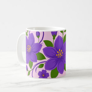 Mug Motif ornemental floral pourpre élégant
